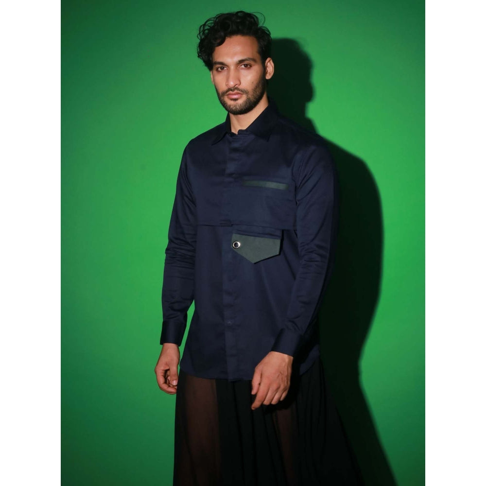 Echke Navy Blue Solid Shirt