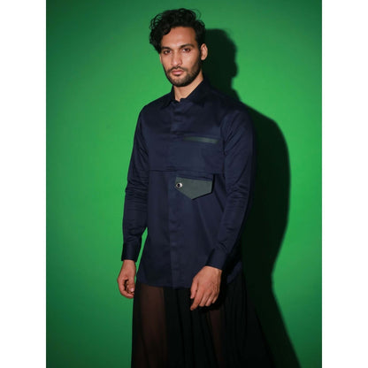 Echke Navy Blue Solid Shirt