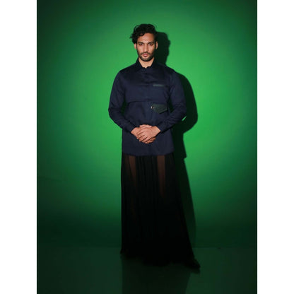 Echke Navy Blue Solid Shirt