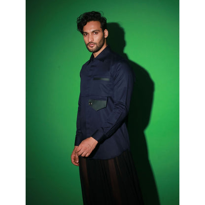 Echke Navy Blue Solid Shirt
