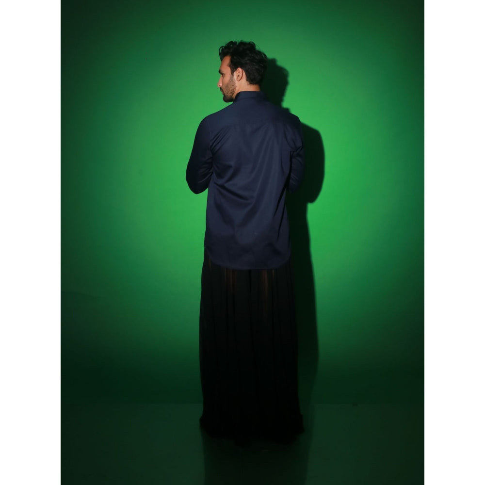 Echke Navy Blue Solid Shirt