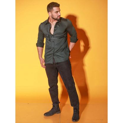 Echke Dark Green Solid Shirt