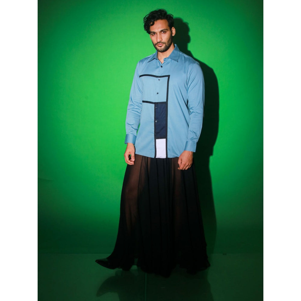 Echke Light Blue Colorblock Shirt