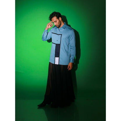 Echke Light Blue Colorblock Shirt