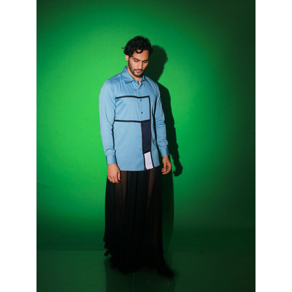 Echke Light Blue Colorblock Shirt