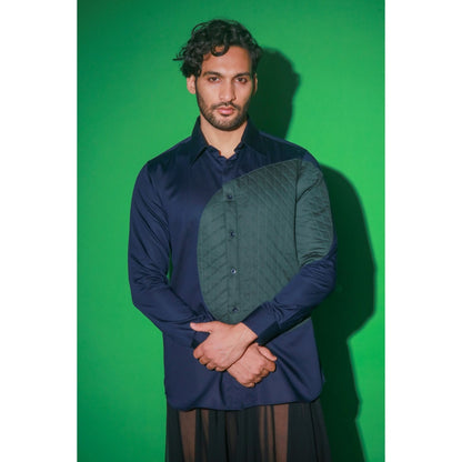 Echke Navy Blue Quilted Shirt