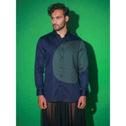 Echke Navy Blue Quilted Shirt