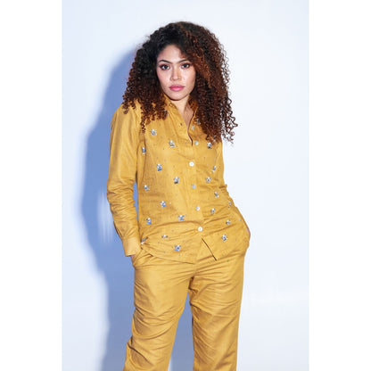 Echke Ochre Co-Ord with Embroidery (Set of 2)