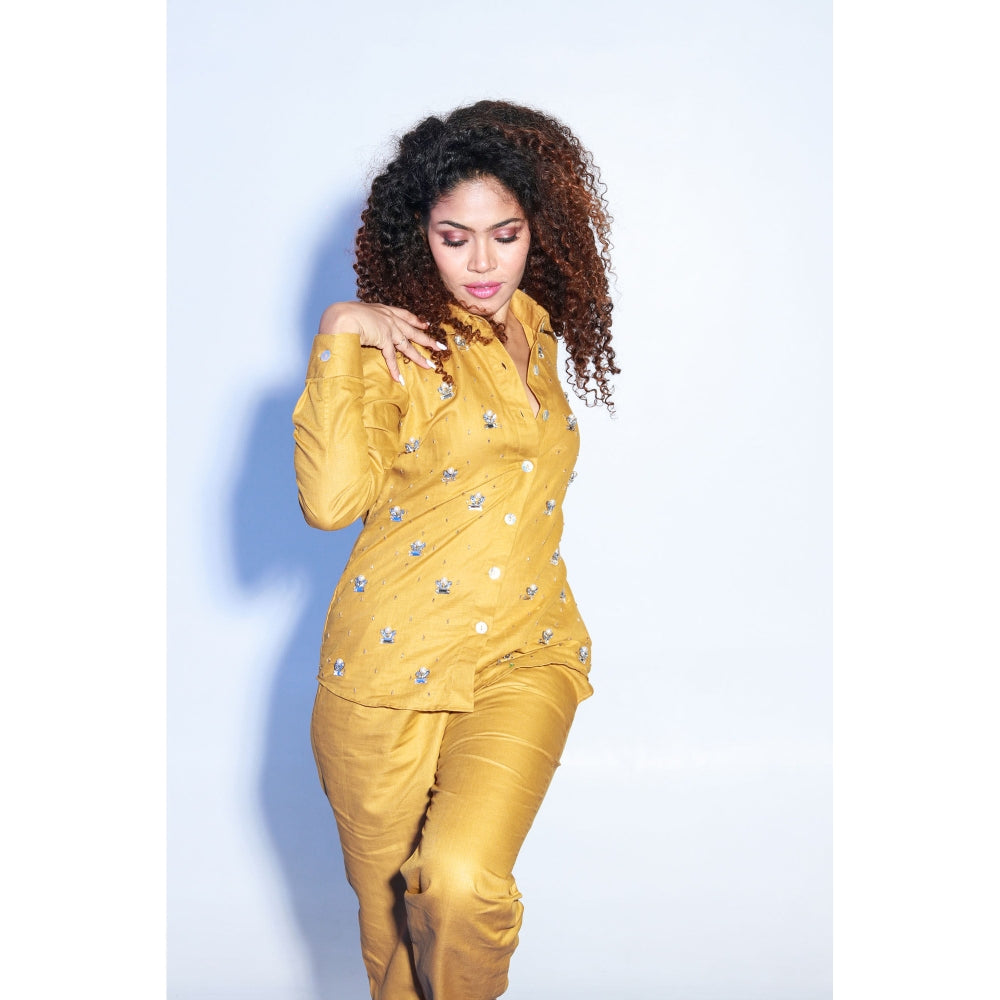 Echke Ochre Co-Ord with Embroidery (Set of 2)