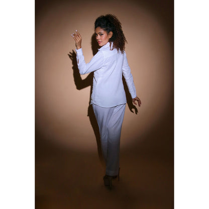 Echke White Linen Co-Ord with Embroidery (Set of 2)