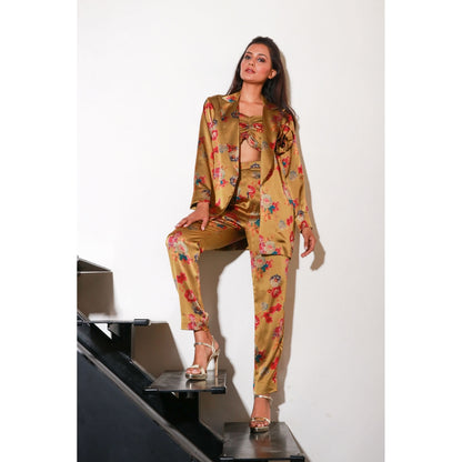 Echke Floral Diva Pant & Blazer with Bustier (Set of 3)