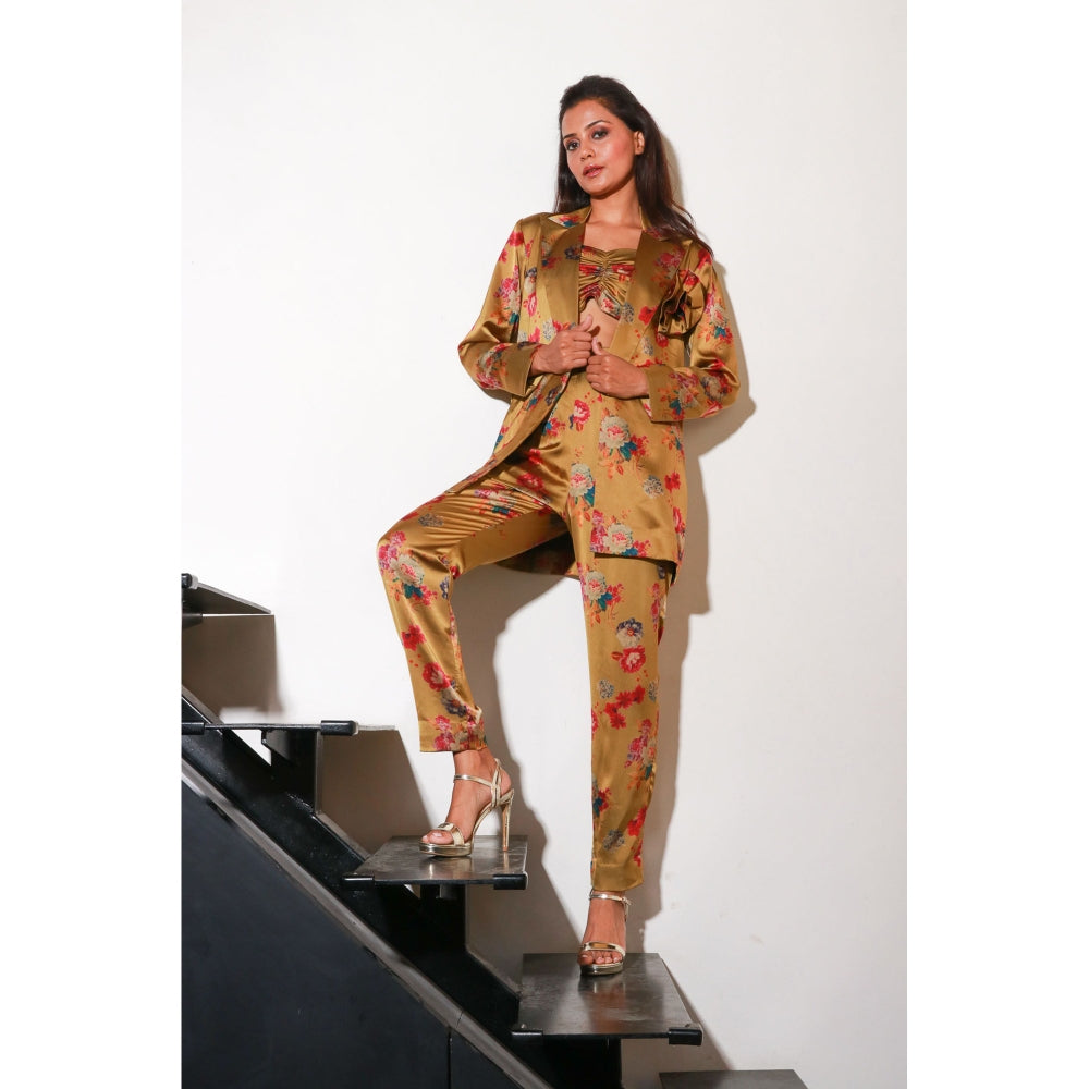 Echke Floral Diva Pant & Blazer with Bustier (Set of 3)