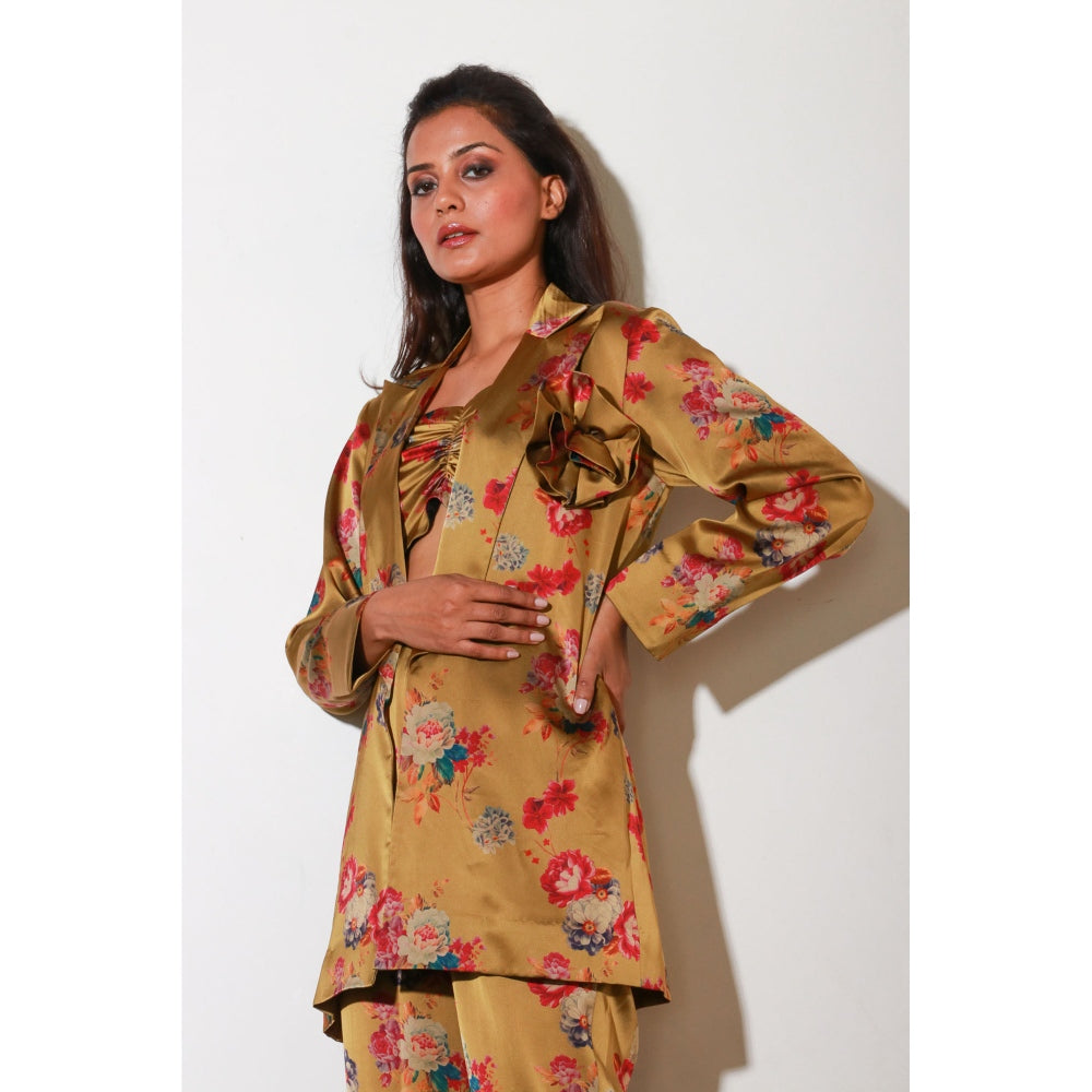 Echke Floral Diva Pant & Blazer with Bustier (Set of 3)