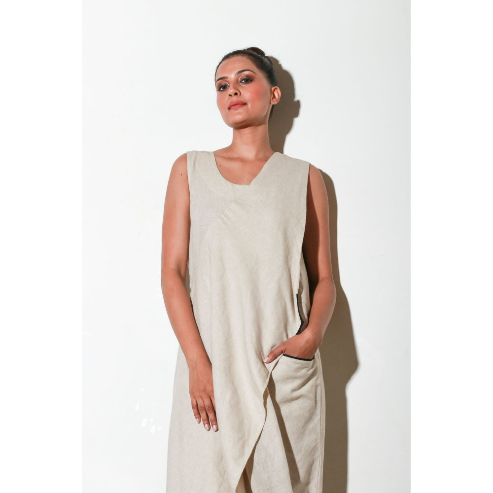 Echke Ecru Asymmetric Sleeveless Jumpsuit