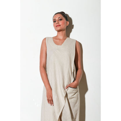 Echke Ecru Asymmetric Sleeveless Jumpsuit