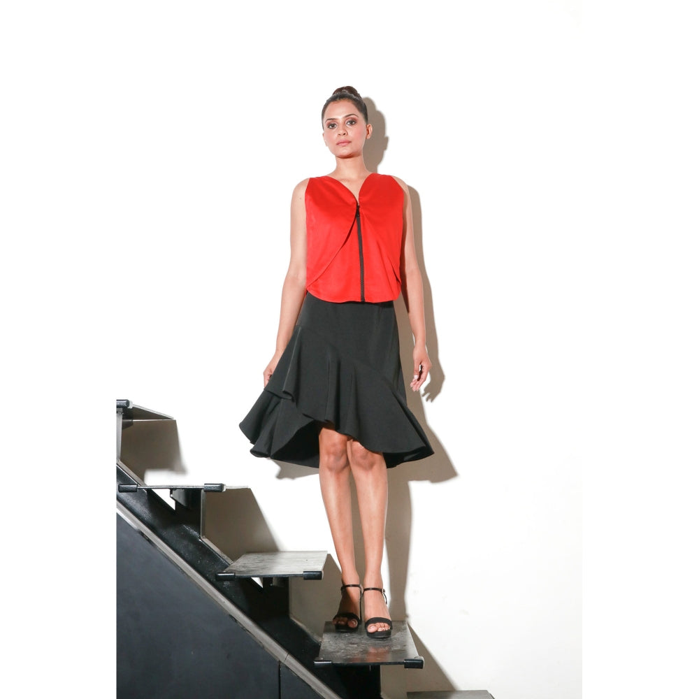 Echke Double Geometric Flap Top