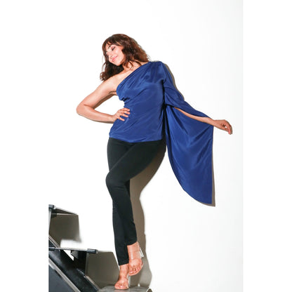 Echke One Shoulder Top with Drape And Diamonte Shoulder Feature