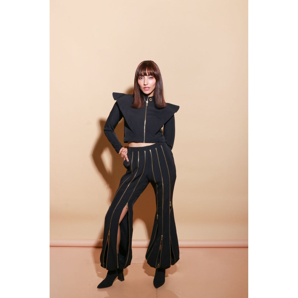 Echke Black Zippered Co-Ord (Set of 2)