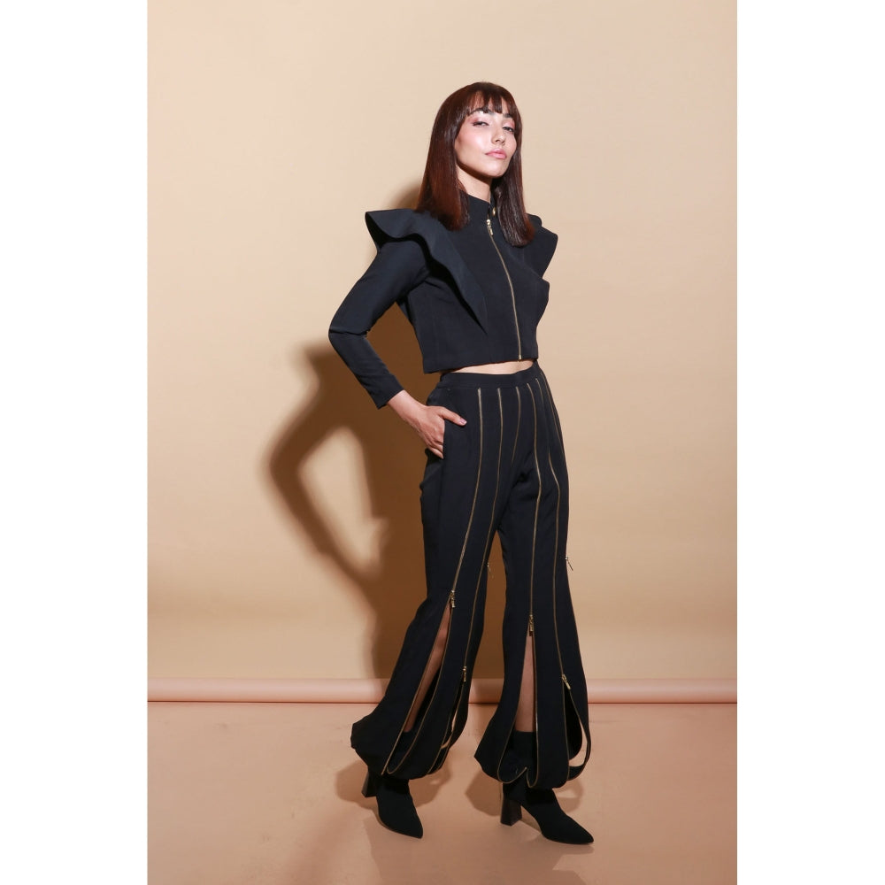 Echke Black Zippered Co-Ord (Set of 2)