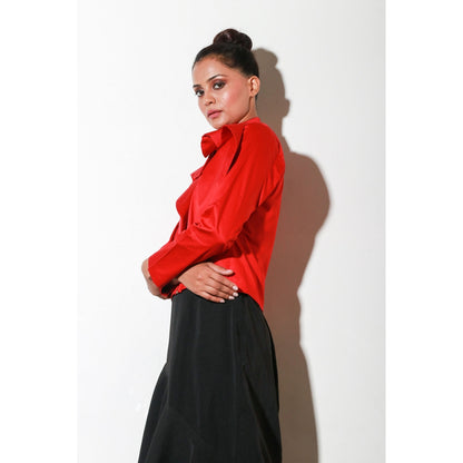 Echke Red Pearl Flare Top