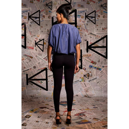 Echke Cotton Denim Balloon Top