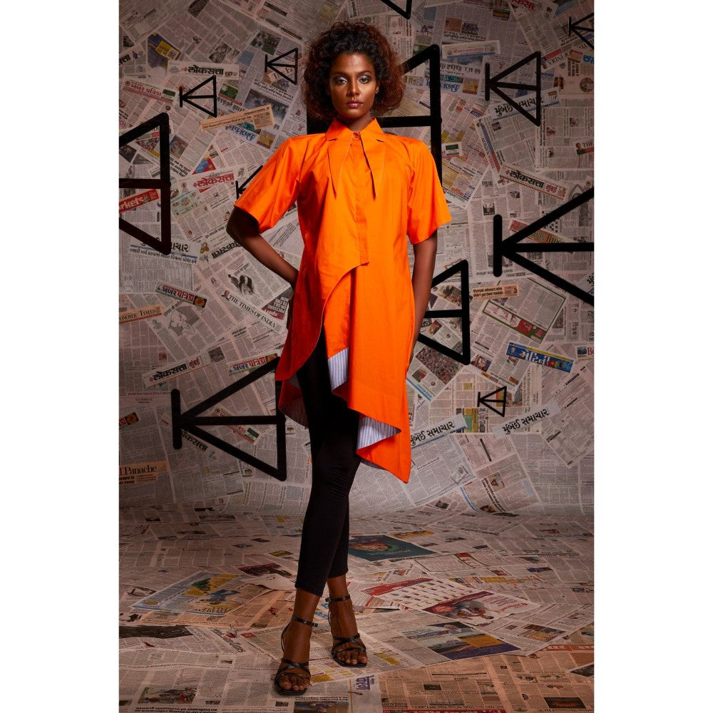 Echke Orange Asymmetrical Top