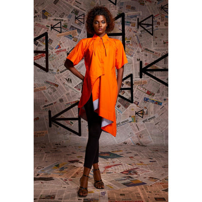 Echke Orange Asymmetrical Top