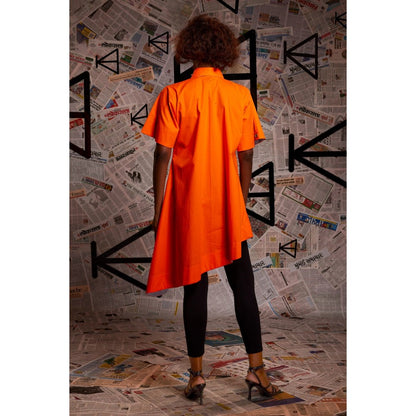 Echke Orange Asymmetrical Top