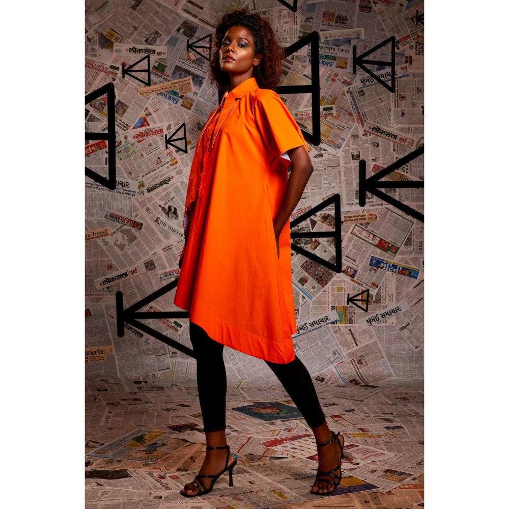 Echke Orange Asymmetrical Top