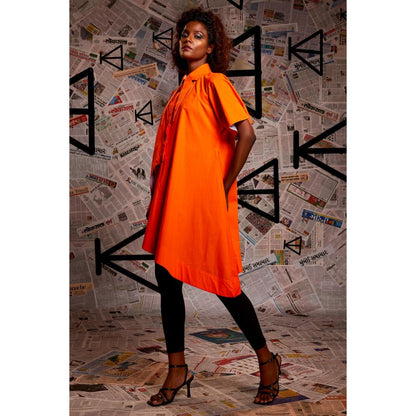 Echke Orange Asymmetrical Top
