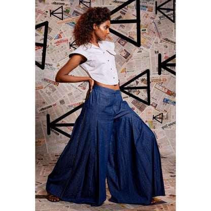Echke Cotton Top and Denim Bulky Pant (Set of 2)