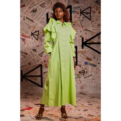Echke Lemon Green Shirt Dress