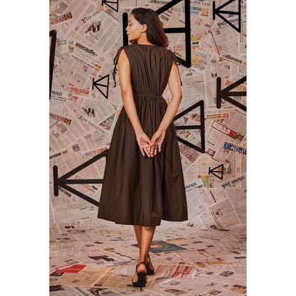 Echke Solid Brown Dress