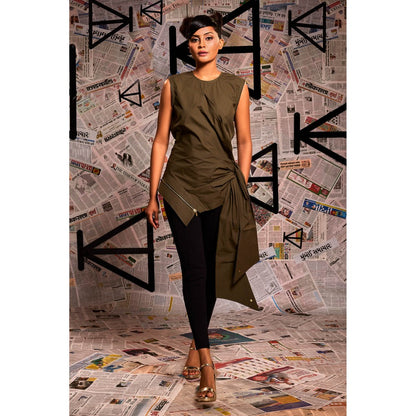 Echke Military Olive Green Upside Down Top