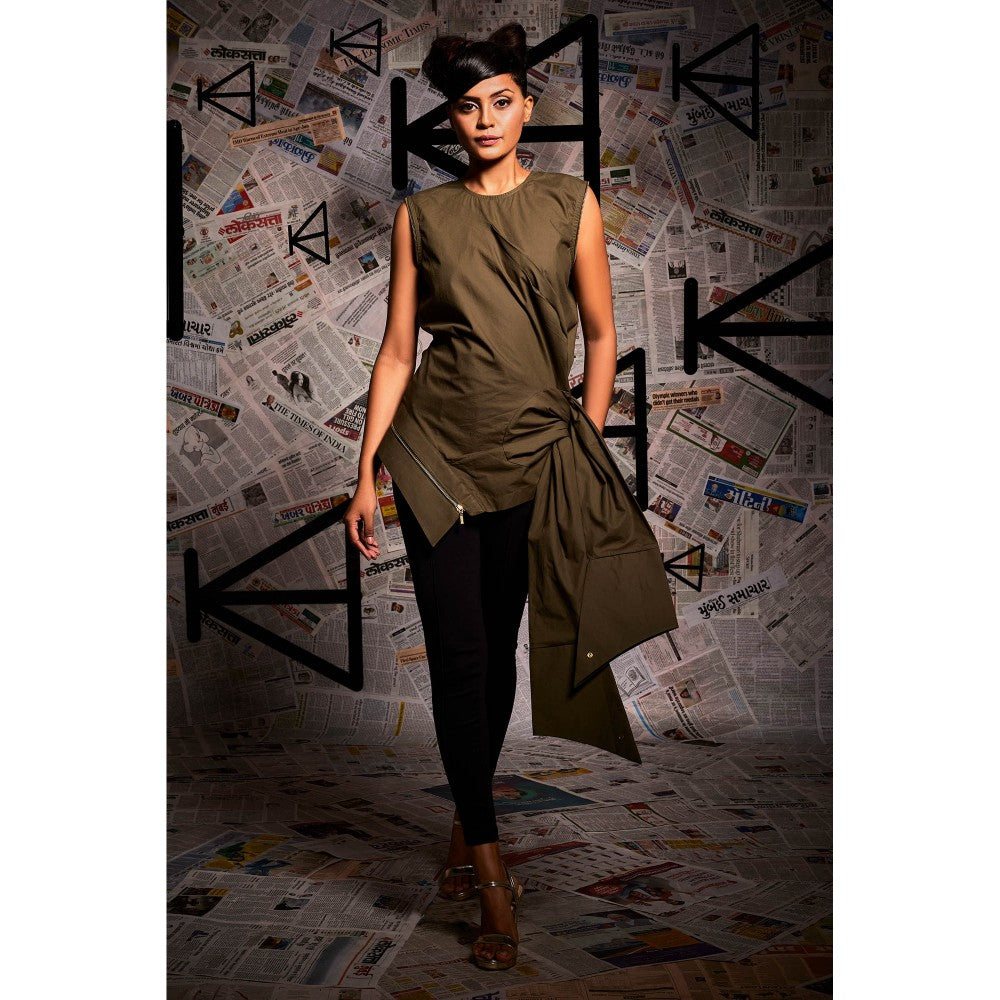 Echke Military Olive Green Upside Down Top
