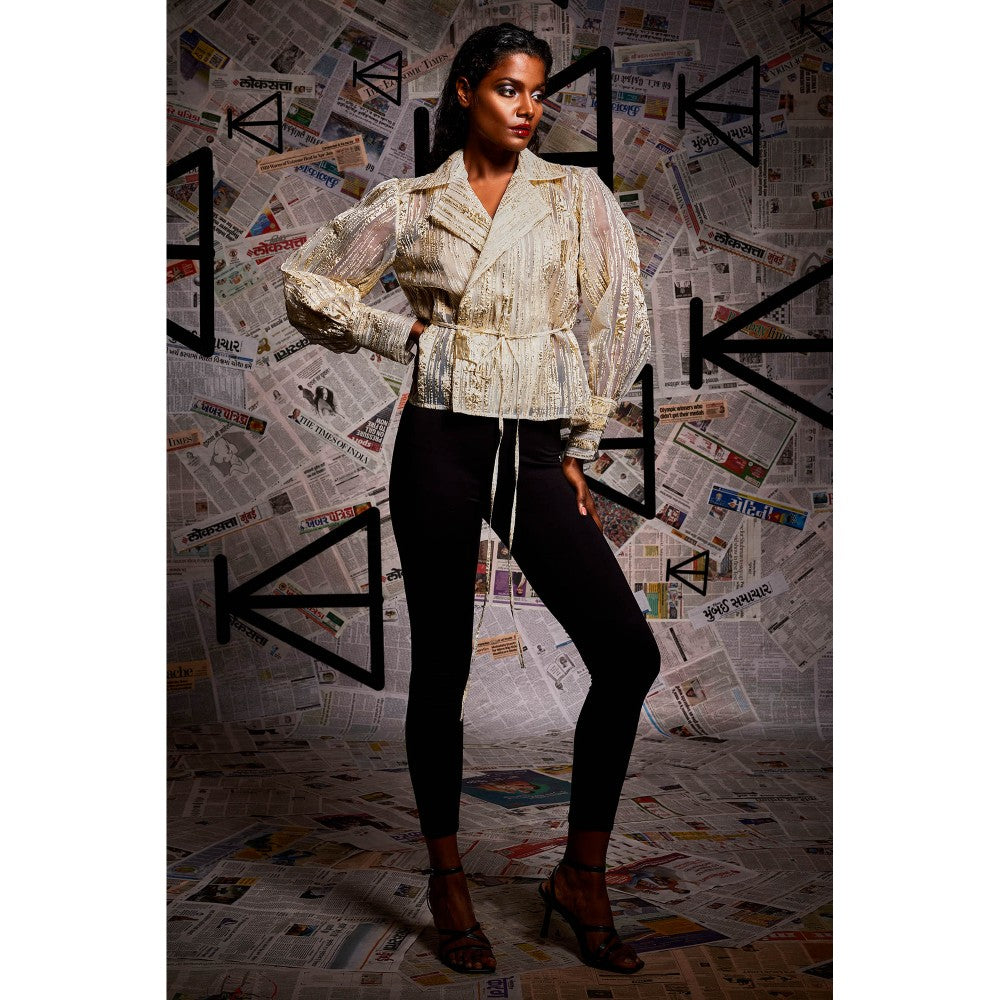 Echke Big Lapel Shirt with Belt (Set of 2)
