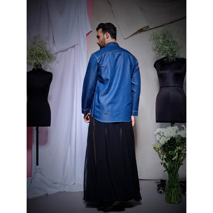 Echke Denim Shirt With Thick Blue Stitching
