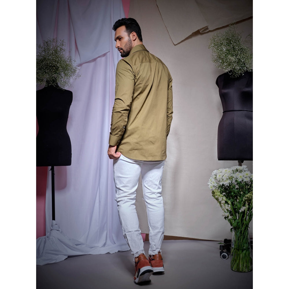 Echke Dull Olive Long Collar Shirt
