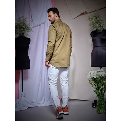 Echke Dull Olive Long Collar Shirt