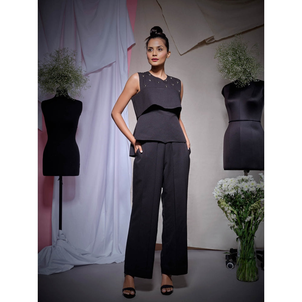 Echke Black Scuba U Peplum Top
