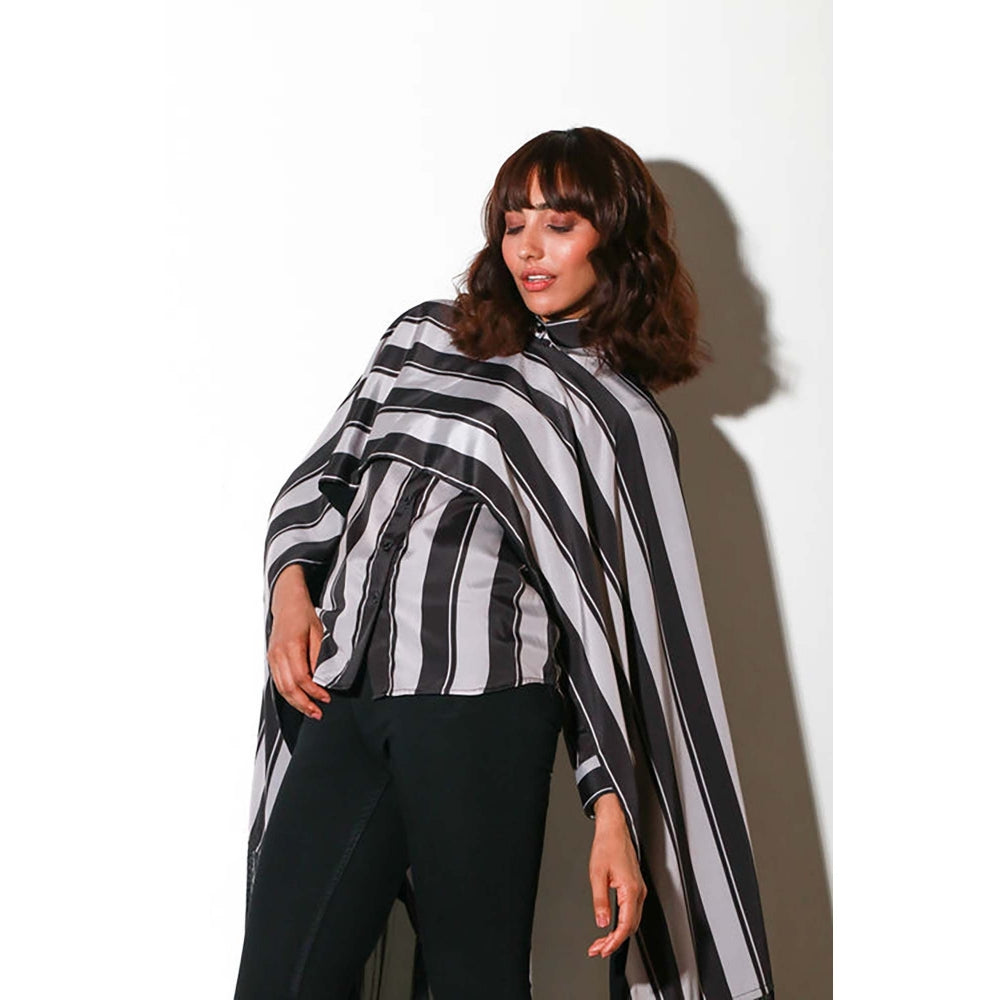 Echke Black Stripes Shawl Top