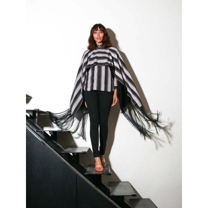 Echke Black Stripes Shawl Top