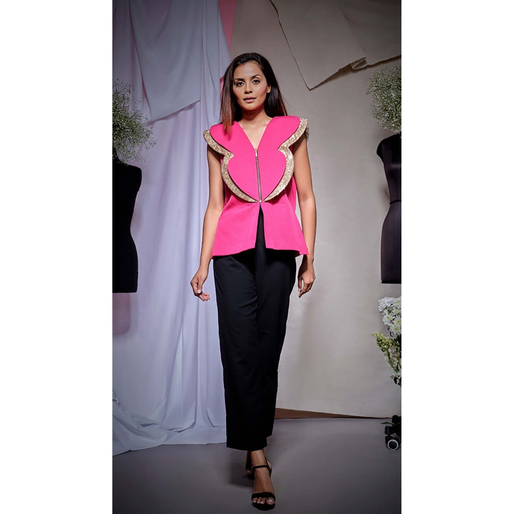 Echke Dark Pink Scuba Bib Top