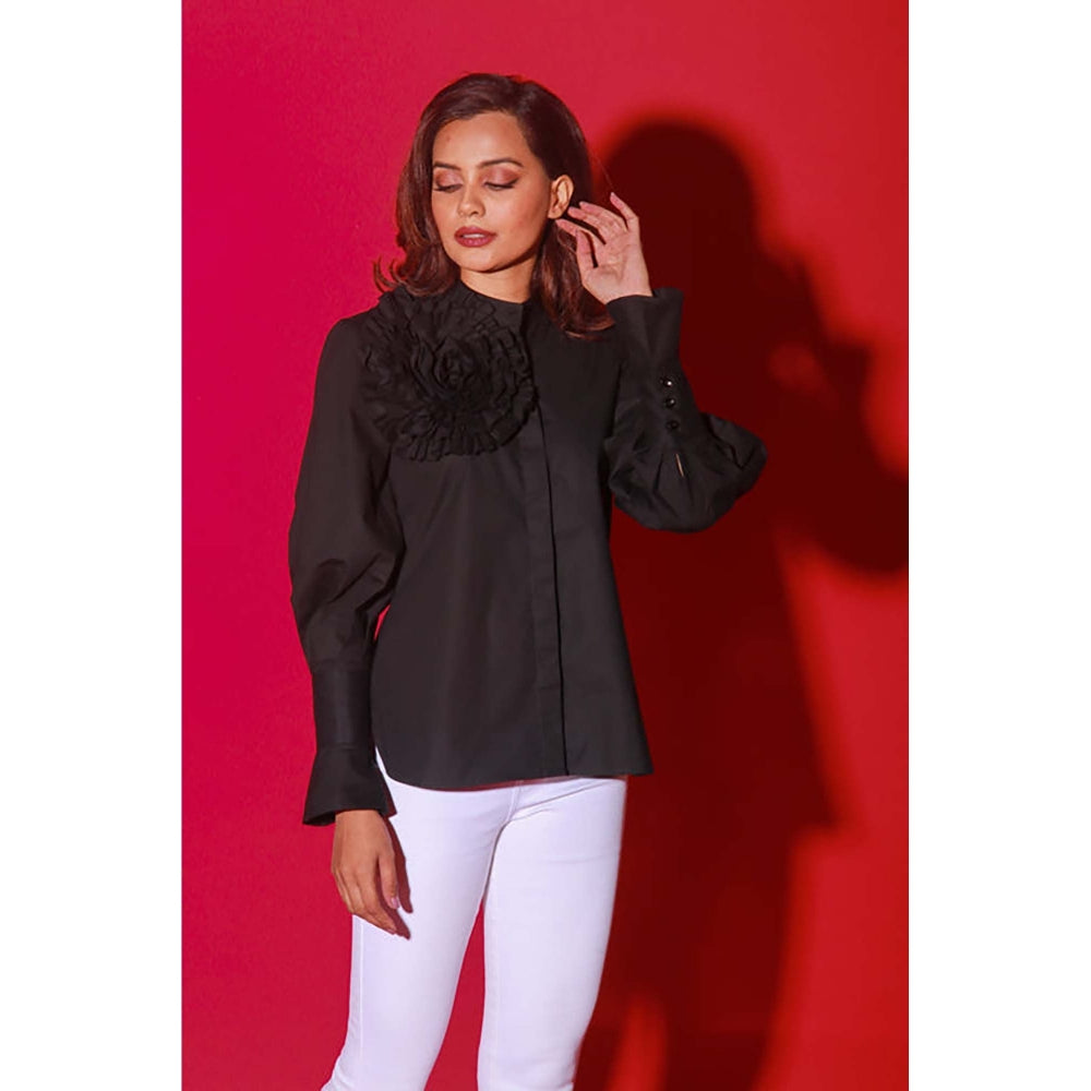 Echke Black Chinese Collar Top