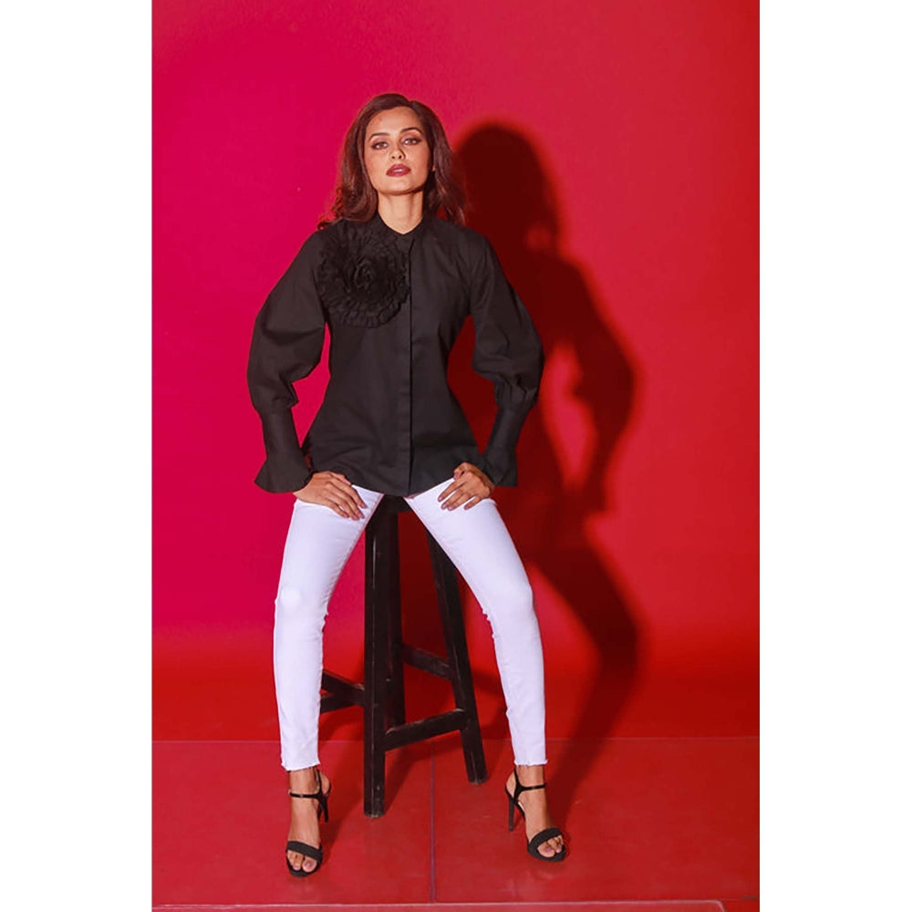 Echke Black Chinese Collar Top
