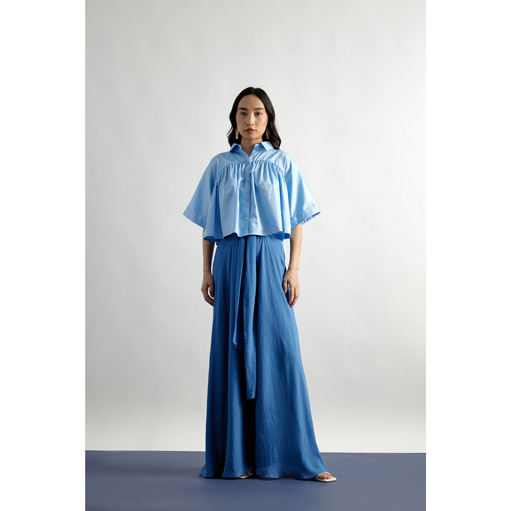 EchoStudio Blue Cropped Shirt
