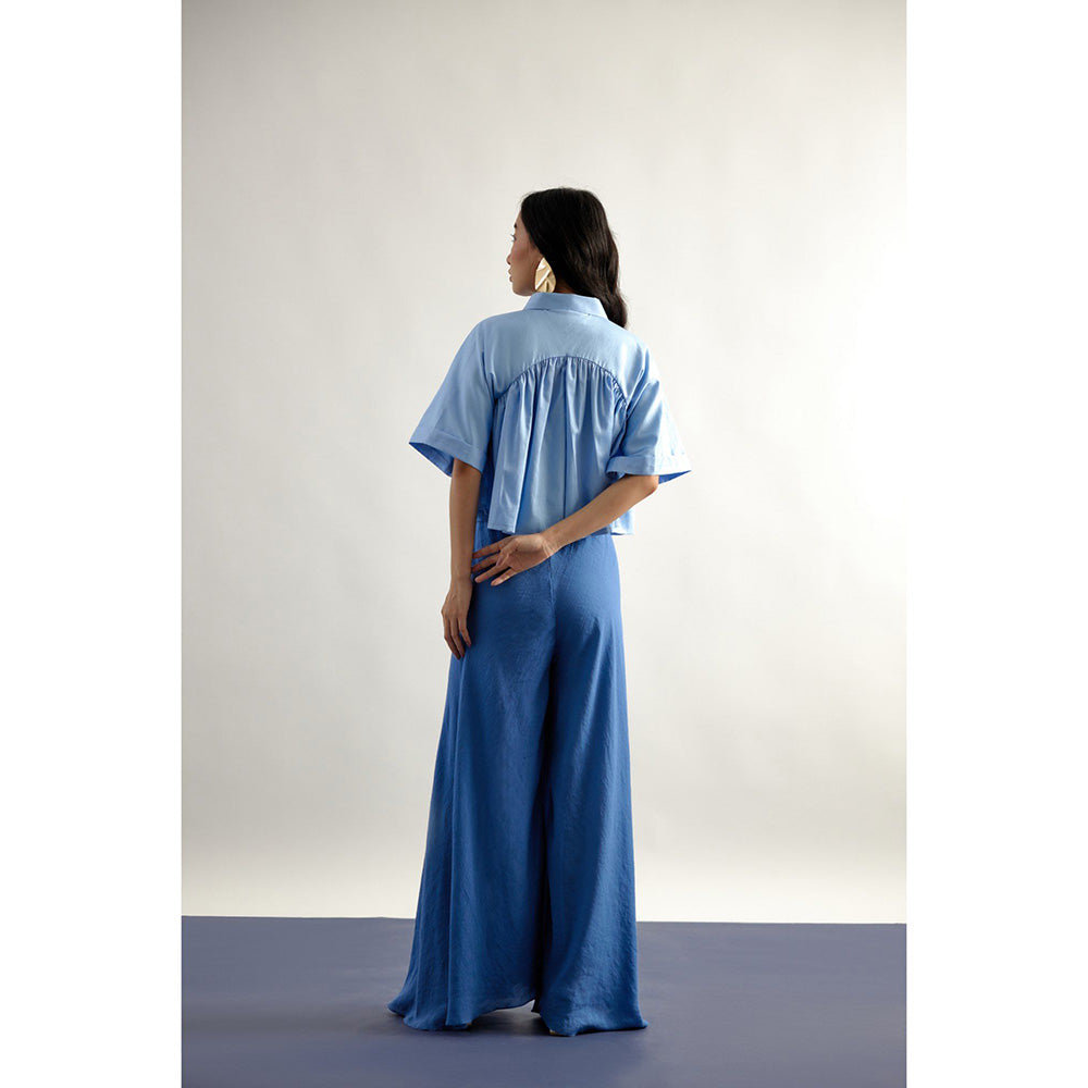 EchoStudio Blue Cropped Shirt