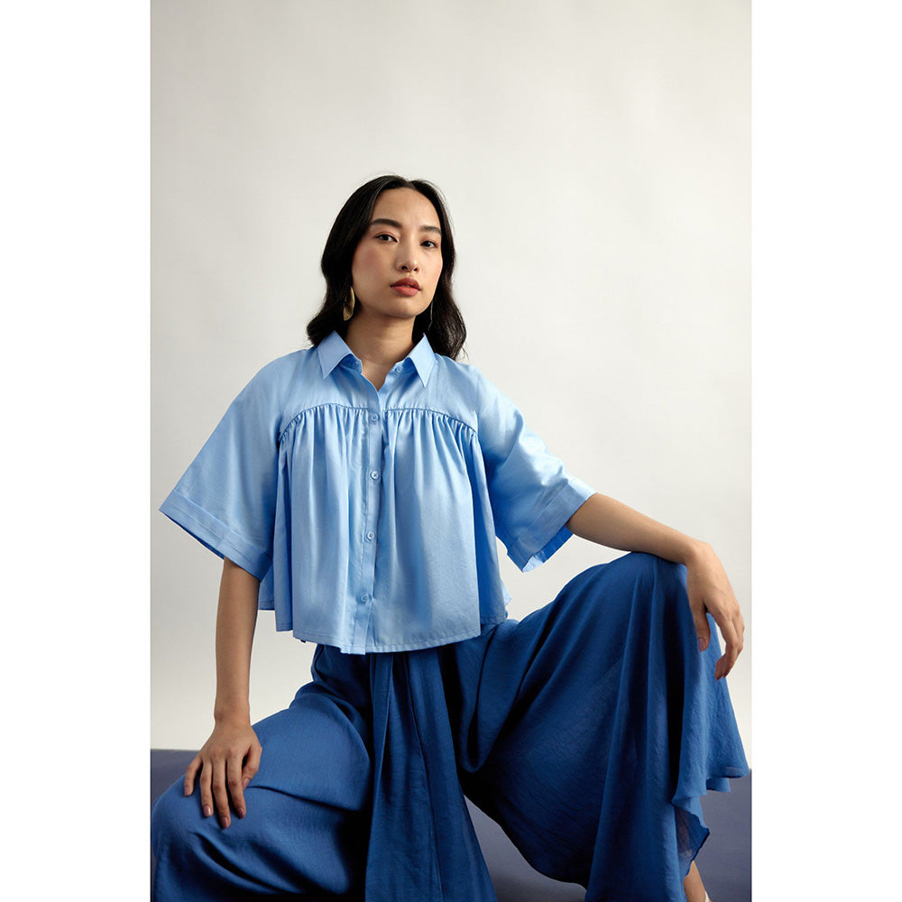 EchoStudio Blue Cropped Shirt