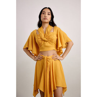 EchoStudio Knotted Resort Crop Top with Skirt (Set of 2)