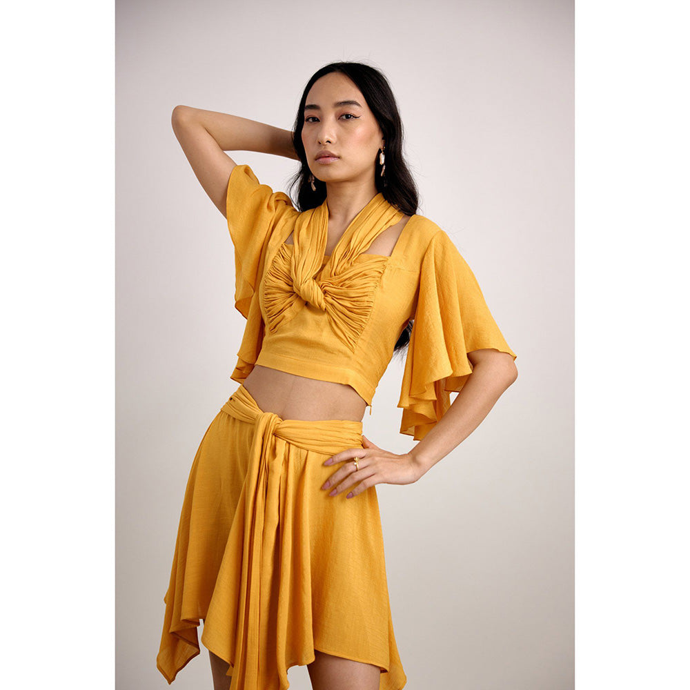 EchoStudio Knotted Resort Crop Top with Skirt (Set of 2)